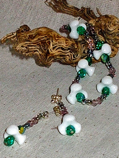 Frosted Iris necklace and earring set big