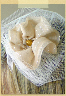 Gold Ivory and White Flower comb by Charlotte Burman
