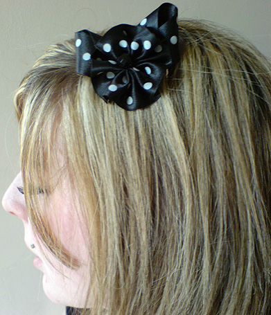 Black Polka Dot Flower comb big