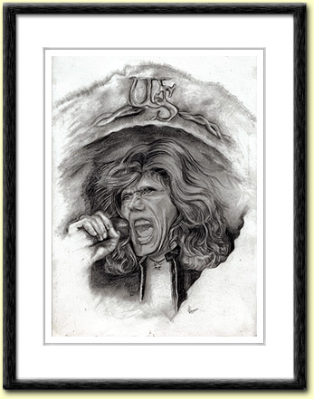 Framed and Mounted David Coverdale Charcoal and Pencil portrait